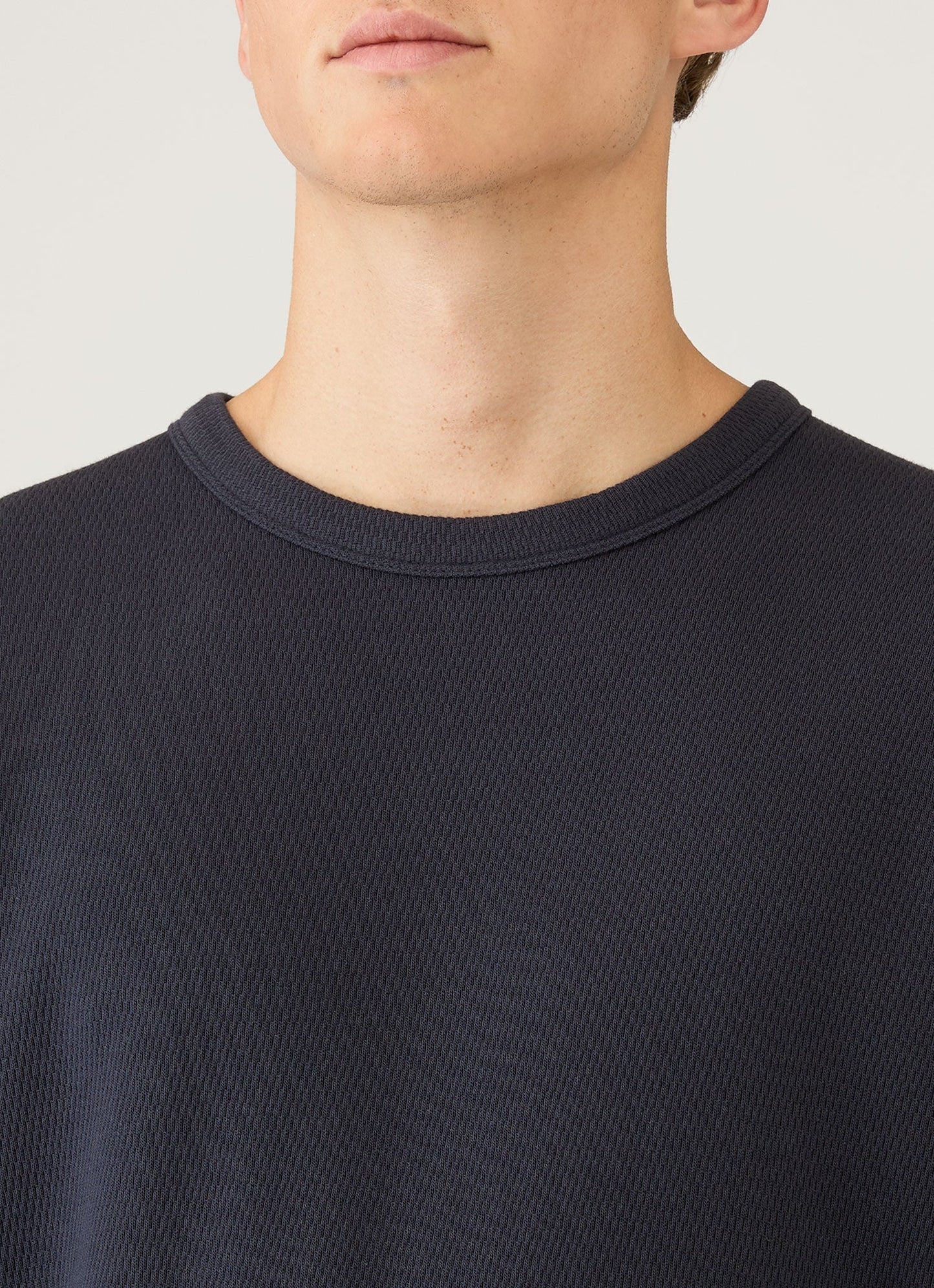 Mens Long Sleeve Cellulock Crew Neck In Navy Mtsh0201 Buaa