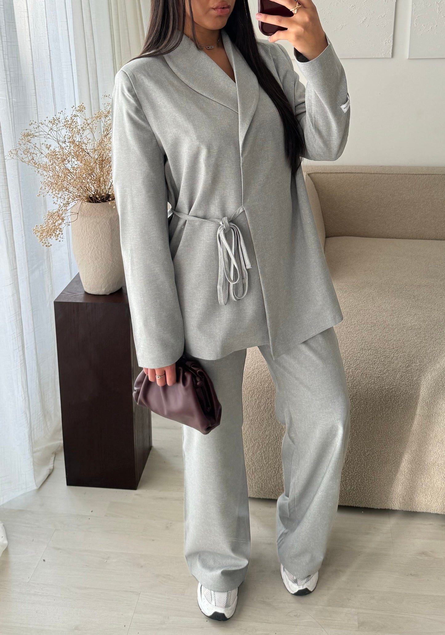 Creation Made In Turquie I Ensemble Pantalon Et Blazer Dirasat I Gris Clair