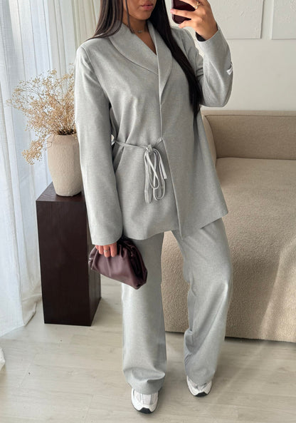 Creation Made In Turquie I Ensemble Pantalon Et Blazer Dirasat I Gris Clair