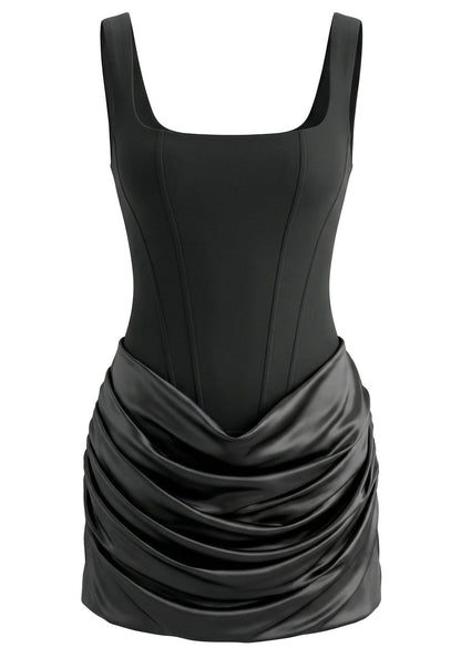 Draped Detail Corset Dress Black