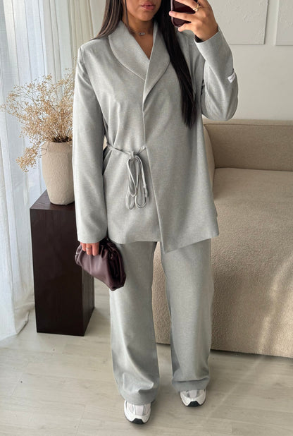 Creation Made In Turquie I Ensemble Pantalon Et Blazer Dirasat I Gris Clair