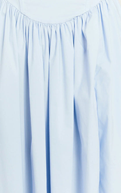 Holly Midi Dress - Corset Lace Up Dress with Split in Soft Blue