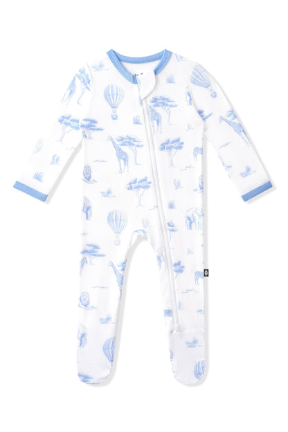 Zippered Footie in Toile Safari