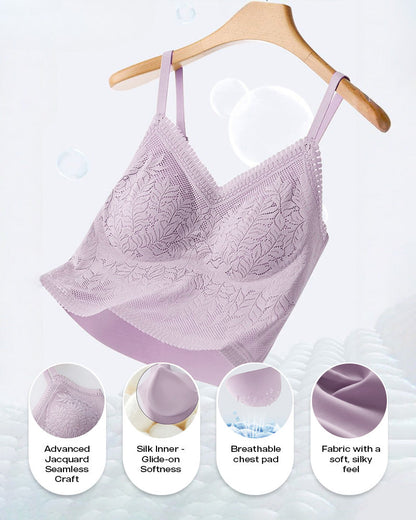 Lace V-Neck Adjustable Spaghetti Strap Bralette Camisoles Sexy Soft Crop Cami Top
