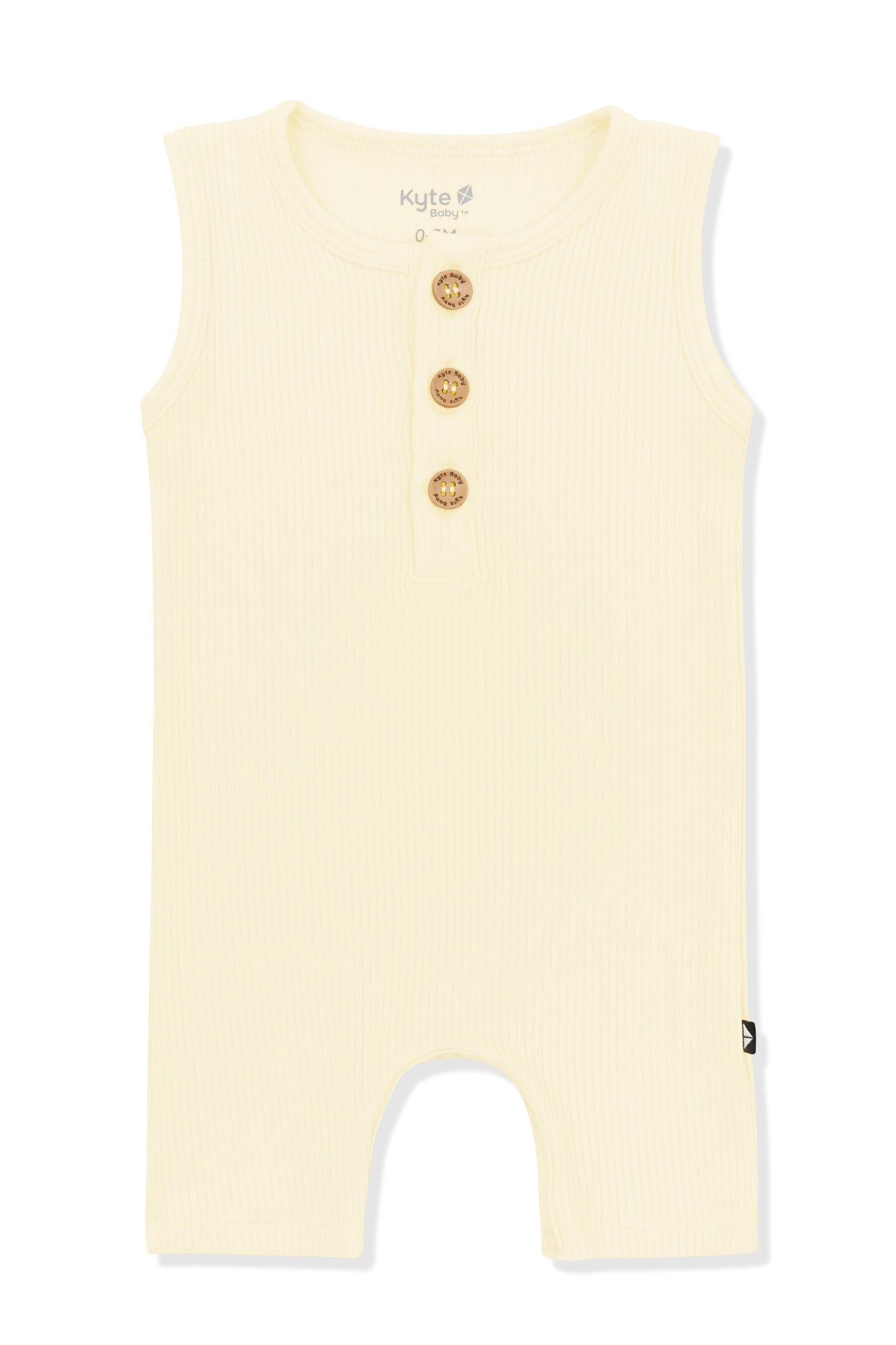 Ribbed Sleeveless Shortall in Chamomile