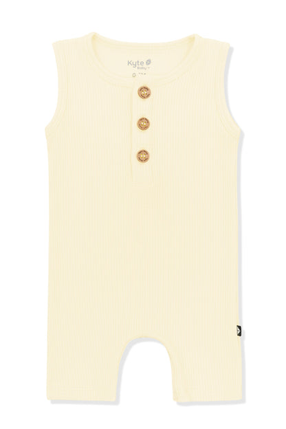 Ribbed Sleeveless Shortall in Chamomile