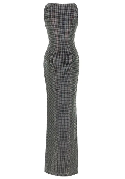 Crystal Embellished Maxi Dress Black