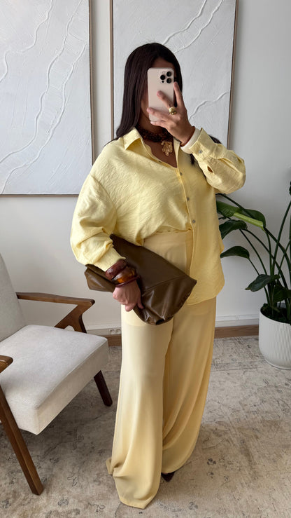 Chemise effet lin ARMINE LGJS178 I Jaune