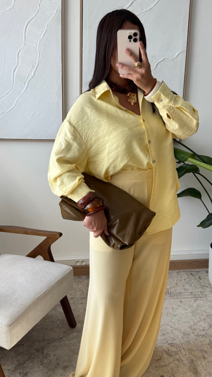 Chemise effet lin ARMINE LGJS178 I Jaune