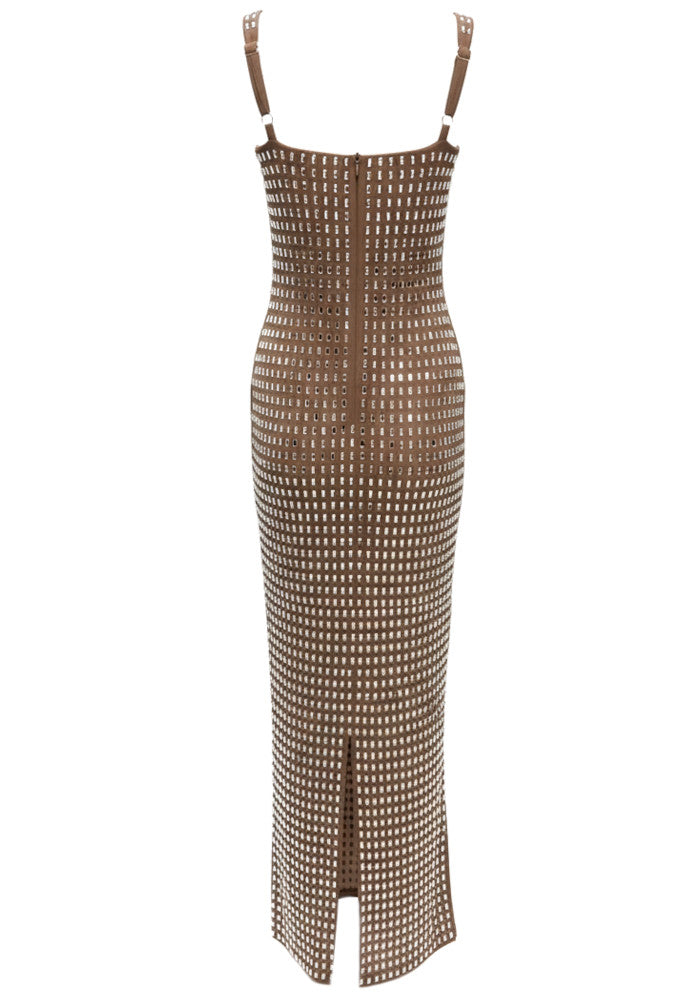Embellished Maxi Dress Brown