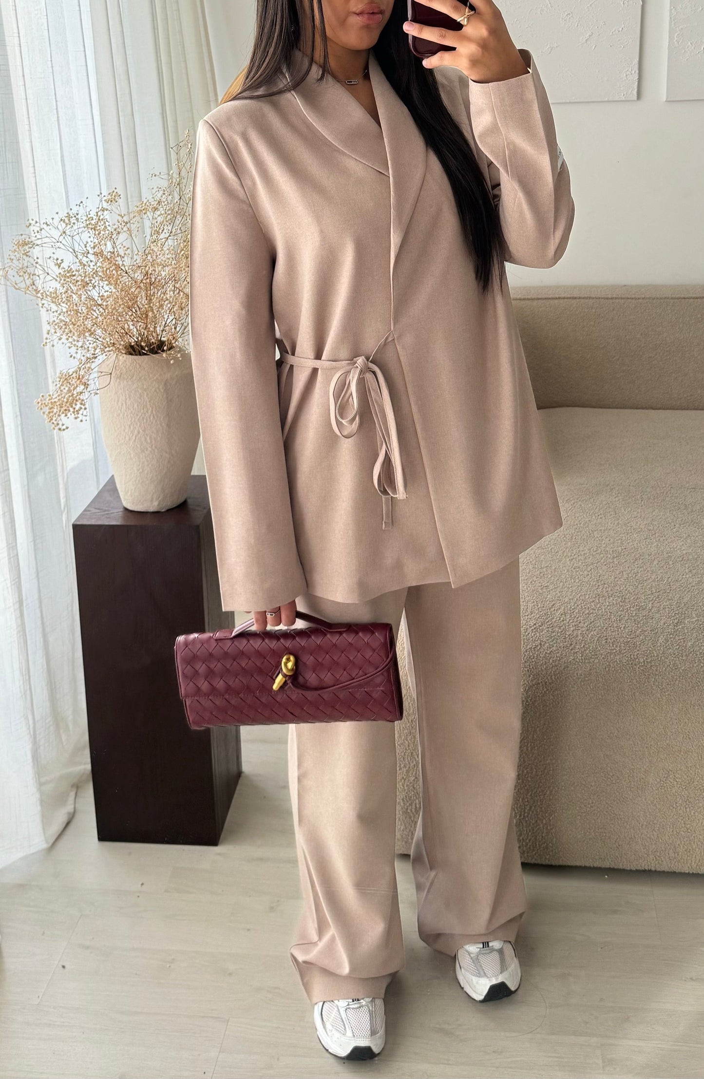 Creation Made In Turquie I Ensemble Pantalon Et Blazer Dirasat I Beige Taupe