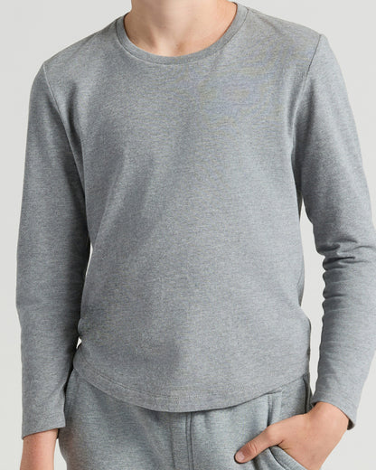 Boys' Classic Long Sleeve Curved Hem Crew Neck 6-Pack