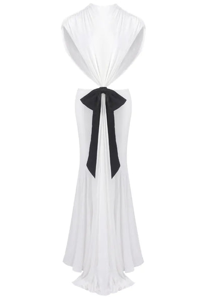 Bow Backless Maxi Dress White