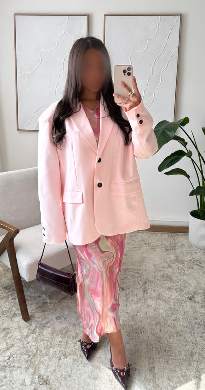 Robe longue avec fente coté gauche L3522F I Rose