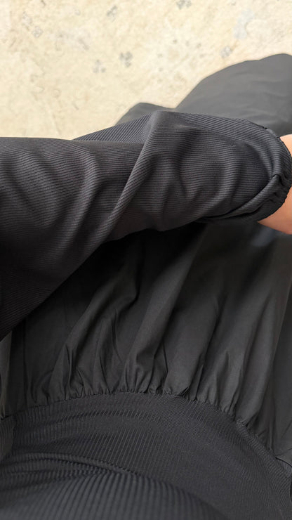Robe bi-matière épaulettes MIYU I Noir
