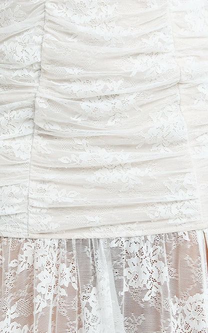 Adana Maxi Dress - Lace Fit And Flare Dress in White