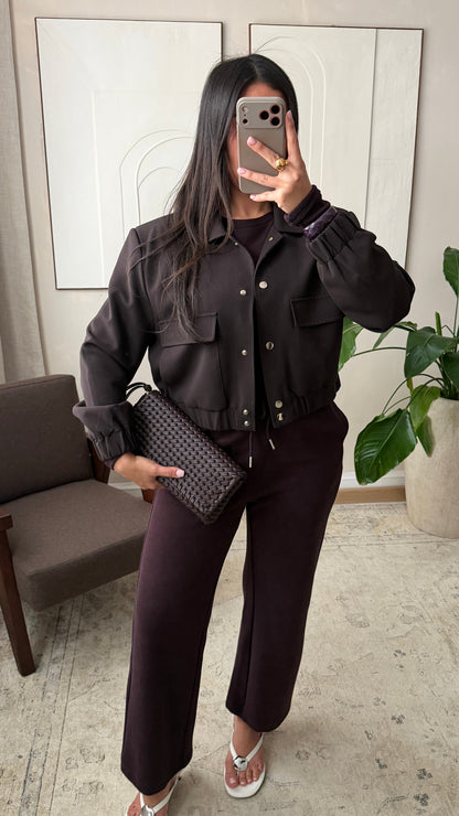 Veste bomber V-2575 I Marron chocolat