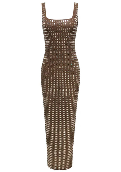 Embellished Maxi Dress Brown