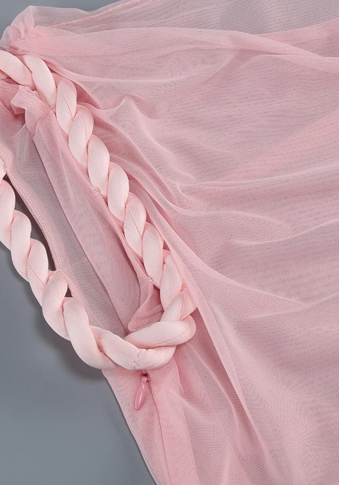 Draped Cut Out Dress Pink