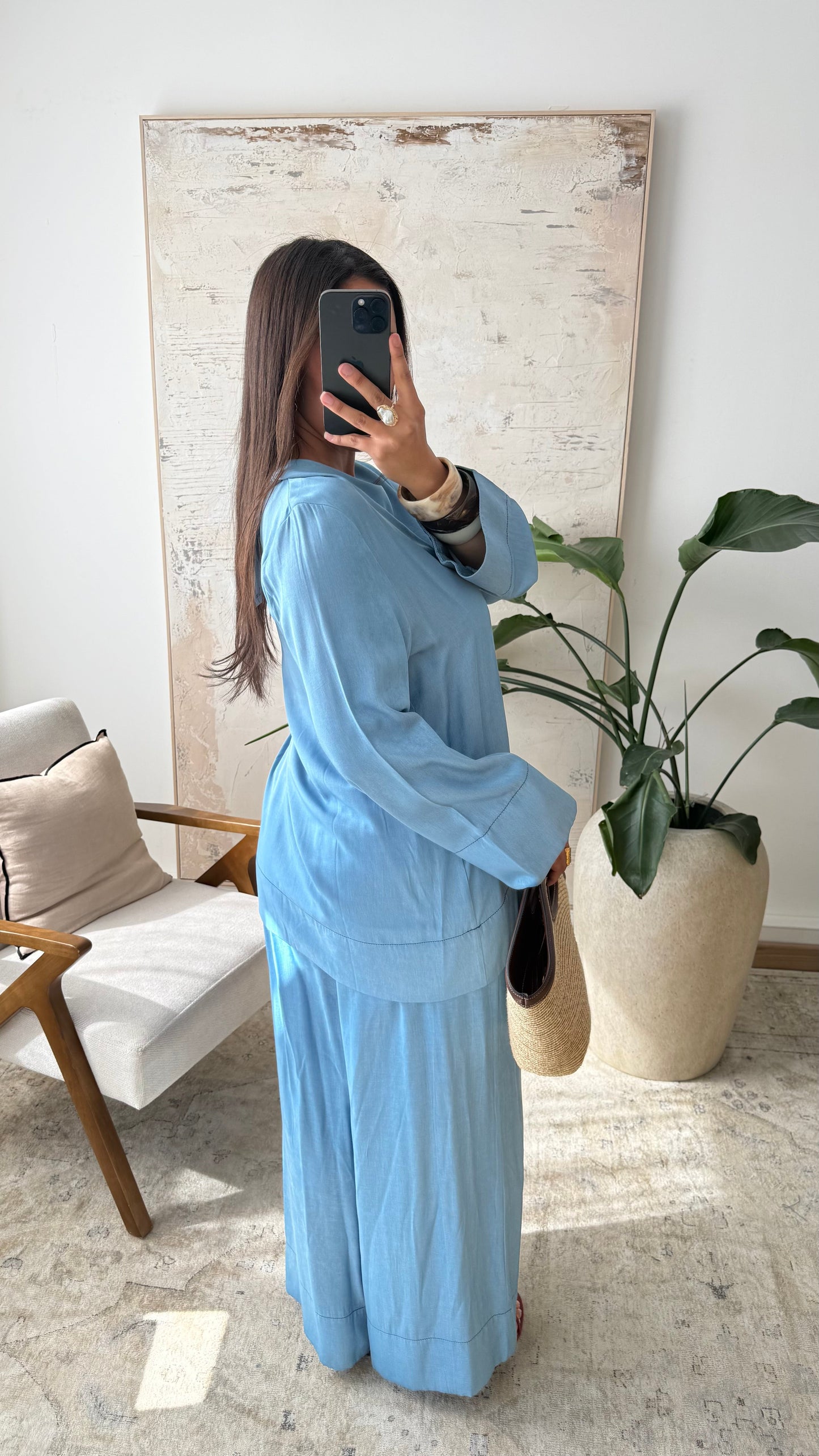 Ensemble En Jean Fluide Bleu Clair