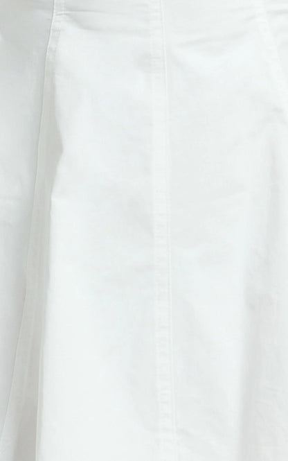 Dylan Mini Dress - High Boatneck Sleeved Fit And Flare Skirt Dress in White