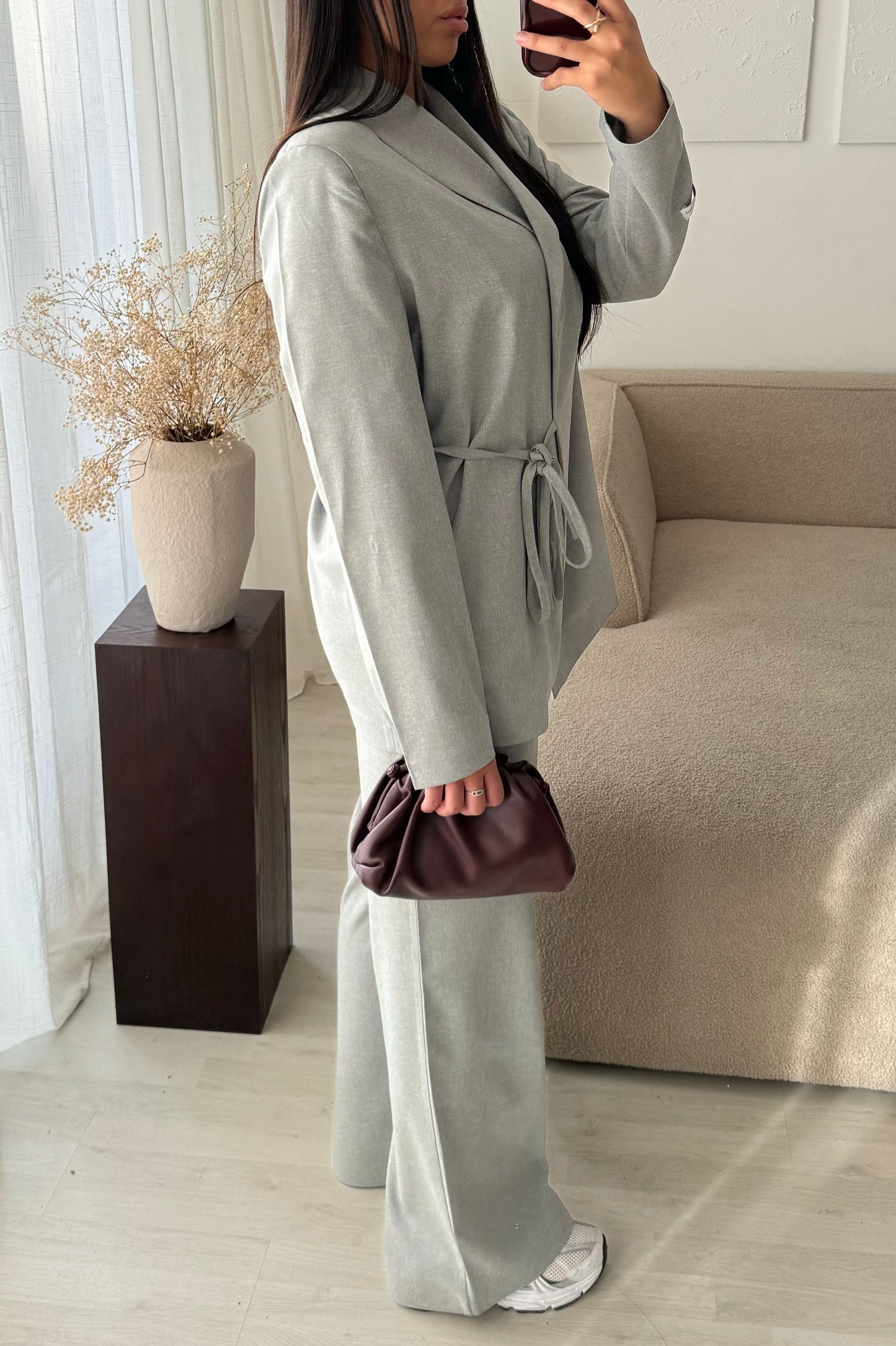 Creation Made In Turquie I Ensemble Pantalon Et Blazer Dirasat I Gris Clair