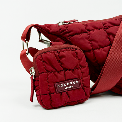 Crossbody Crescent Dog Walking Bag Bundle - Merlot