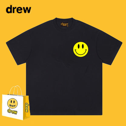 Drew T-shirts Smiley Face Print Short Sleeve Loose