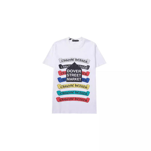 Chrome Heart T Shirts Croix Cross Color Leather Printed Short Sleeve T-Shirt