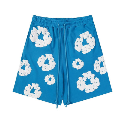 Denim Tears Outfit:T-shirt/Shorts (Separate Purchase Options) Puff Print Short Sleeve T-shirt Loose Couple Shorts Suit
