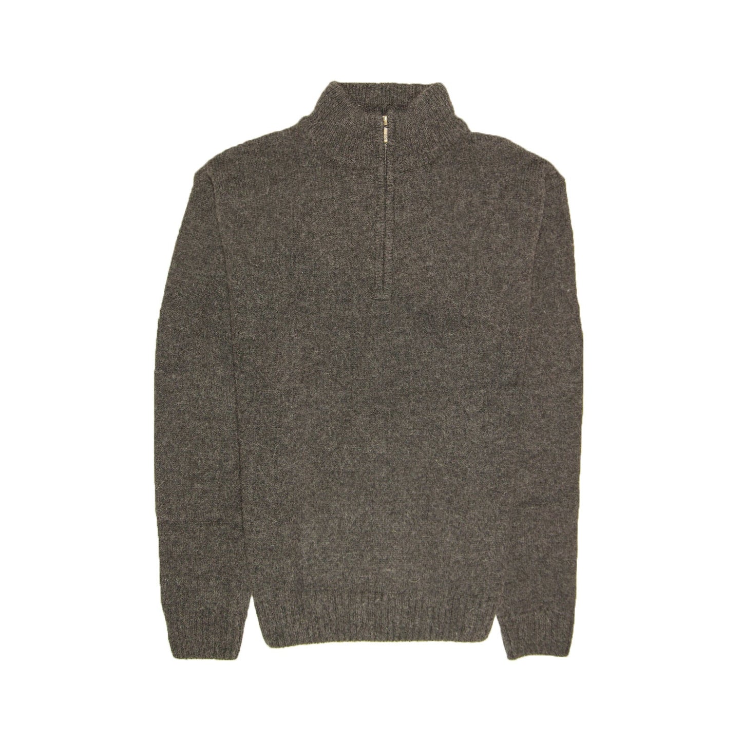 100 Shetland Ragg Wool Half Zip Up Knit Jumper Pullover Mens Sweater Knitted Charcoal