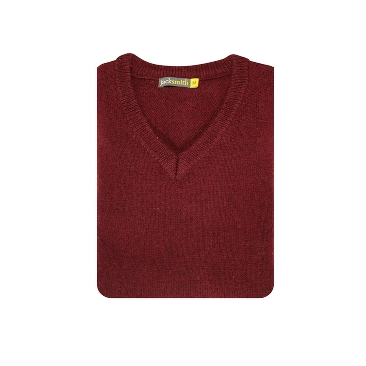 100 Shetland Ragg Wool V Neck Knit Jumper Pullover Mens Sweater Knitted Burgundy