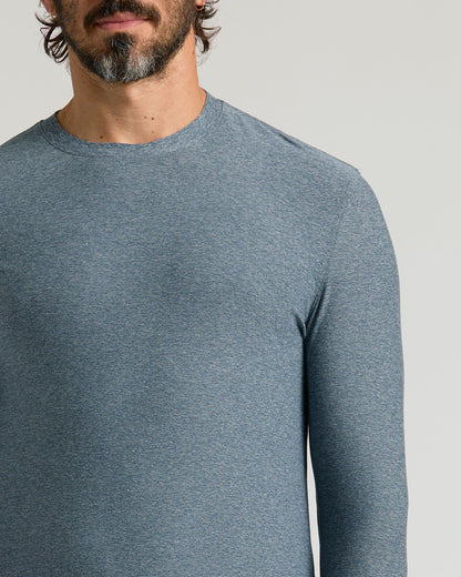 Heather Navy Active Long Sleeve Crew T-Shirt