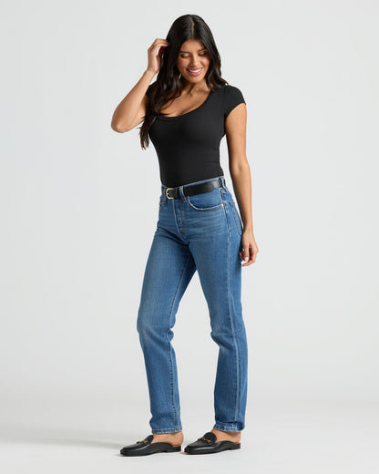 Womens Ribbed U-Neck Tee 6-Pack