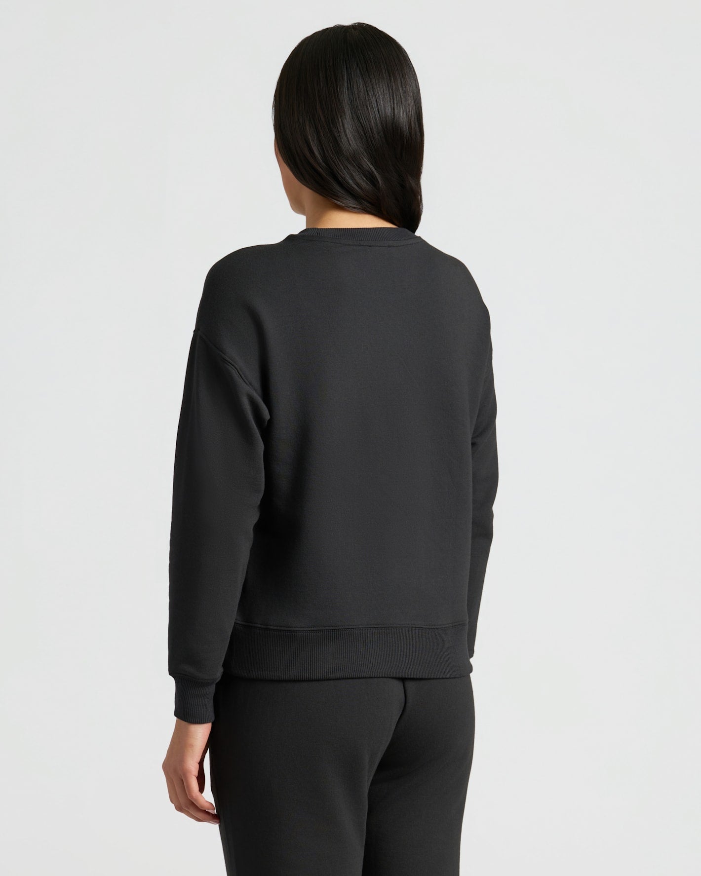 Womens Black Slouch Pullover Crew & Relaxed Jogger 2-Pack
