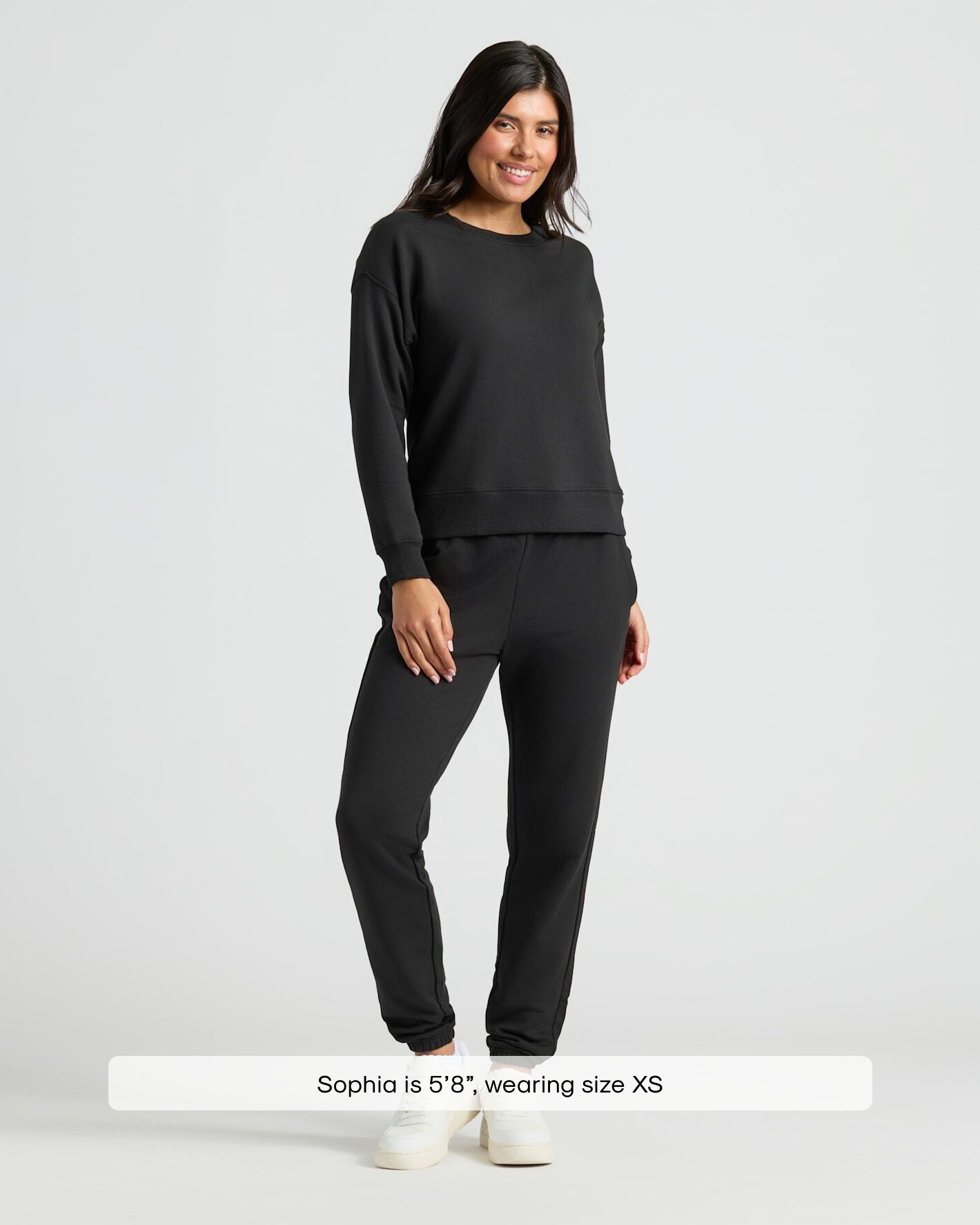 Womens Black Slouch Pullover Crew & Relaxed Jogger 2-Pack