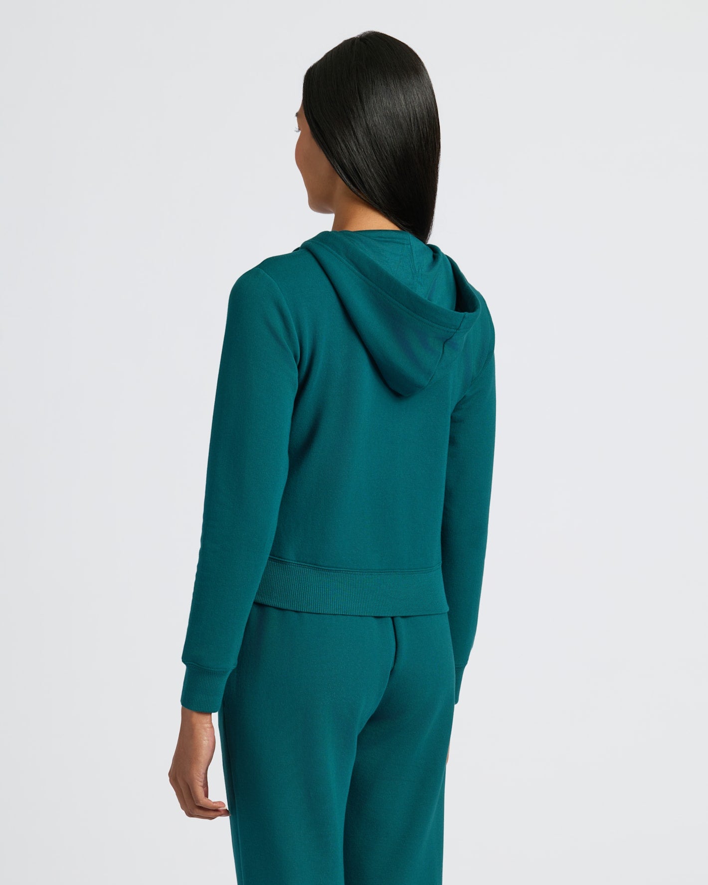 Womens Deep Emerald Crop Zip Hoodie & Relaxed Jogger 2-Pack