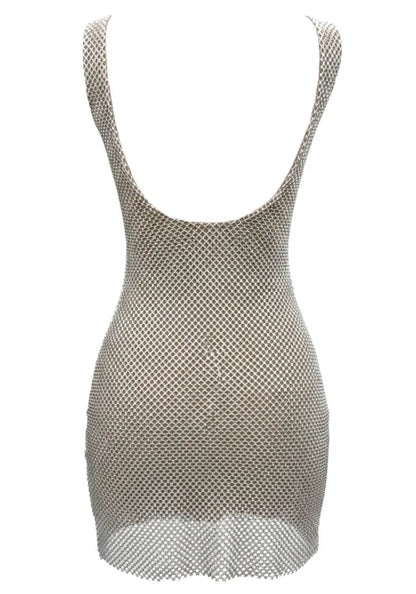 Embellished Backless Dress Silver
