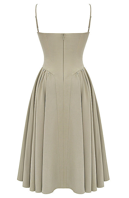 Bustier A Line Midi Dress Khaki