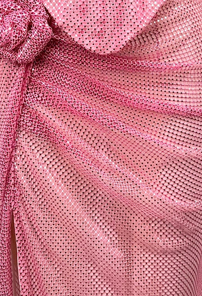 Halter Sparkly Two Piece Maxi Dress Pink