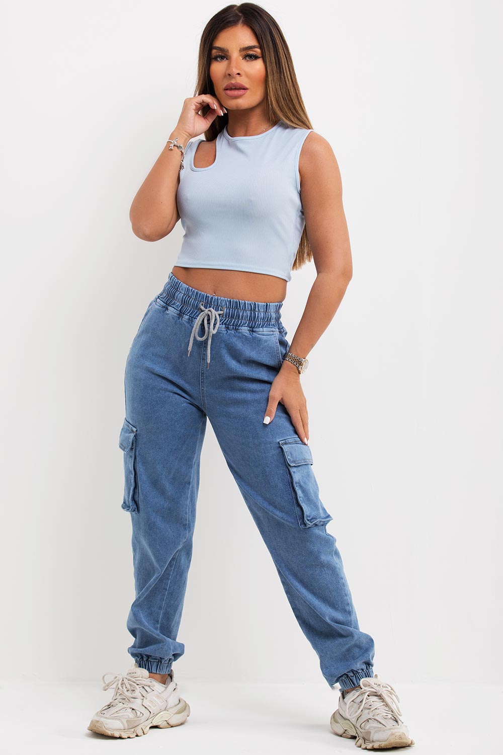 Baby Blue Cut Out Crop Top