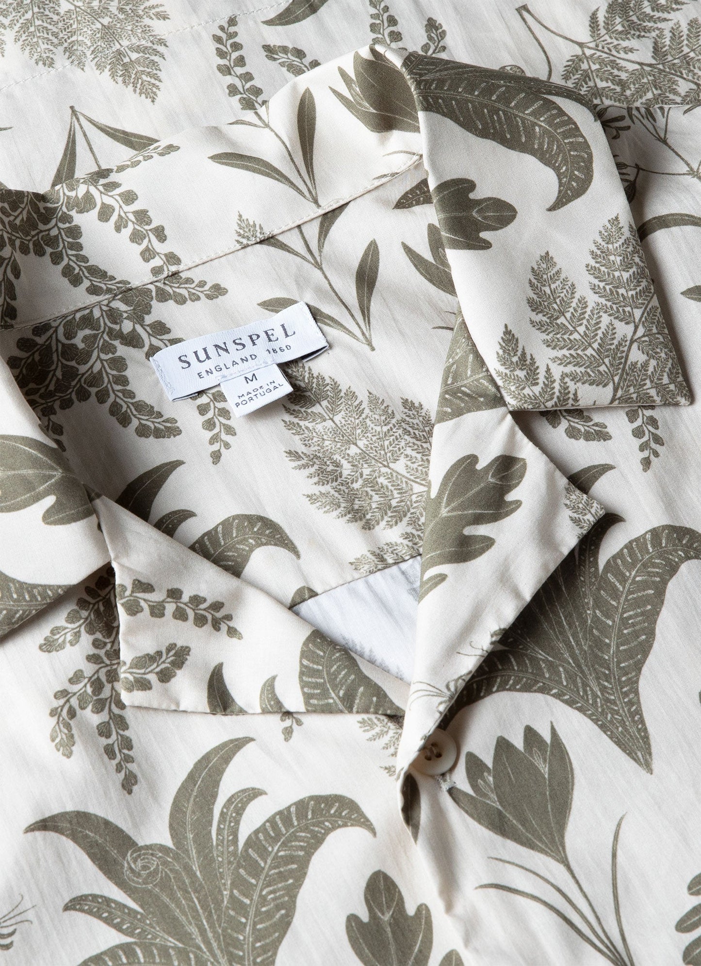 Mens Leaf Print Camp Collar Shirt In Ecru Ksmsht2009P Whhg