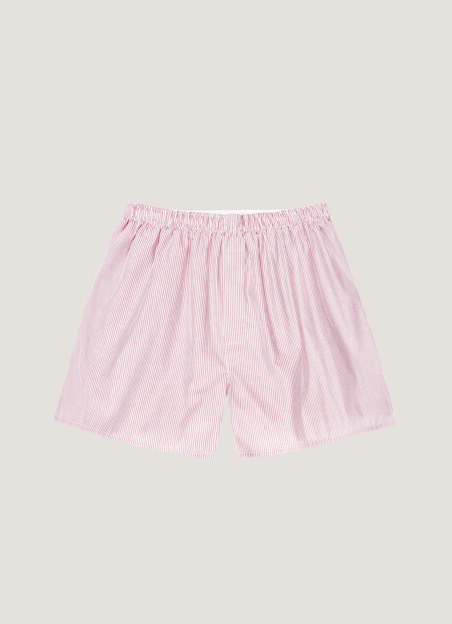 Mens Poplin Cotton Boxer Short In White Red Pinstripe Mbox4700 Staz