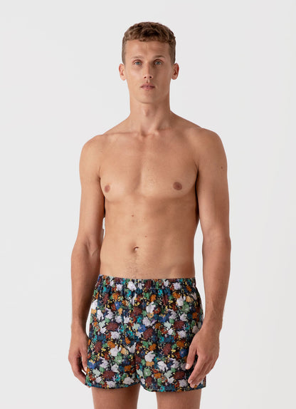 Mens Classic Boxer Shorts In Liberty Fabric In Futuristic Floral Mbox4701L Bkbl