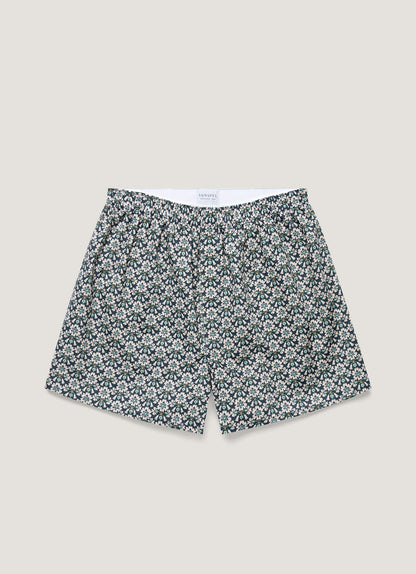 Mens Classic Boxer Shorts In Liberty Fabric In Navy White Macsen Mbox4701L Buwi