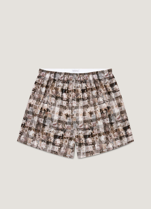 Mens Classic Boxer Shorts In Liberty Fabric In Grey Archive Gingham Mbox4701L Gyfh