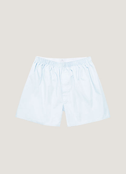 Men Poplin Cotton Long Cut Boxer Short In Blue Mbox4702 Buan