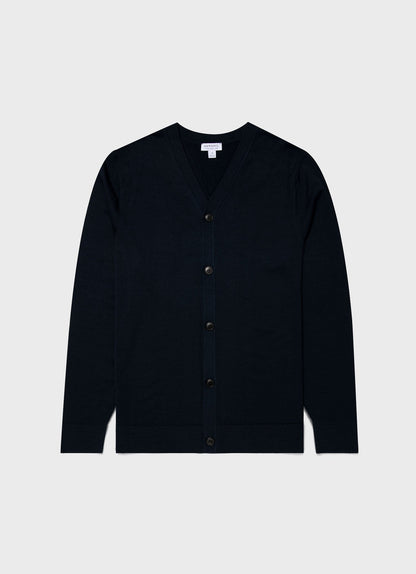 Mens Merino Cardigan In Light Navy Mcar8223 Buaf