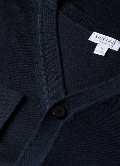 Mens Merino Cardigan In Light Navy Mcar8223 Buaf
