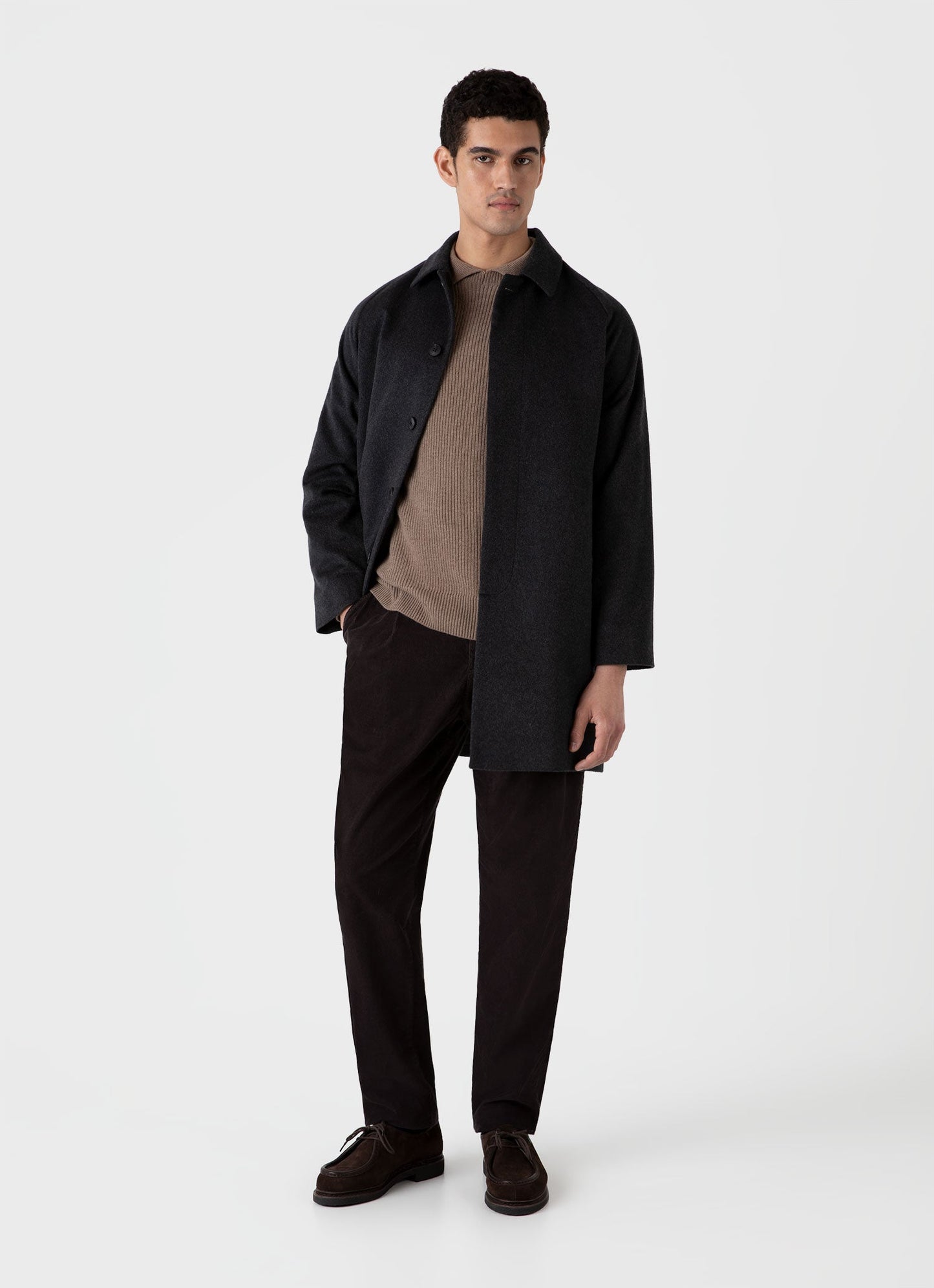 Mens Cashmere Car Coat In Charcoal Melange Mcoa7327 Gyad